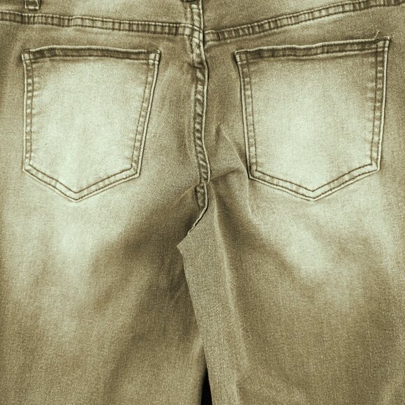 FLAMINGALS Brown Wide Leg Jeans Women’s Size Large Stretch Denim Distressed - Picture 3 of 15